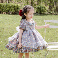 Load image into Gallery viewer, Baby Kid Girls Bow Lace Print Birthday Party Dresses Princess Dresses Wholesale 950610262
