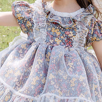 Load image into Gallery viewer, Baby Kid Girls Bow Lace Print Birthday Party Dresses Princess Dresses Wholesale 950610262
