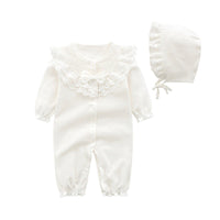 Load image into Gallery viewer, 2 Pieces Set Baby Girls Solid Color Bow Lace Jumpsuits Wholesale 294810791
