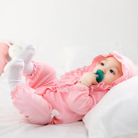 Load image into Gallery viewer, 2 Pieces Set Baby Girls Solid Color Bow Lace Jumpsuits Wholesale 294810791
