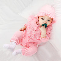 Load image into Gallery viewer, 2 Pieces Set Baby Girls Solid Color Bow Lace Jumpsuits Wholesale 294810791
