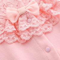 Load image into Gallery viewer, 2 Pieces Set Baby Girls Solid Color Bow Lace Jumpsuits Wholesale 294810791
