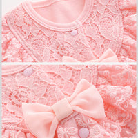 Load image into Gallery viewer, 2 Pieces Set Baby Girls Solid Color Bow Lace Jumpsuits Wholesale 294810791
