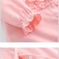 Load image into Gallery viewer, 2 Pieces Set Baby Girls Solid Color Bow Lace Jumpsuits Wholesale 294810791
