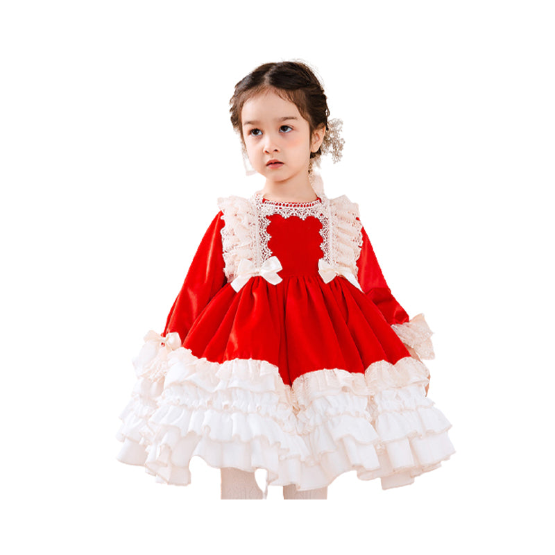 Baby Kid Girls Bow Lace Dressy Birthday Party Spanish Dresses Princess Dresses Wholesale 967410276