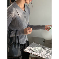 Load image into Gallery viewer, Women Solid Color Muslin&amp;Ribbed Knitwear Cardigan Wholesale 97819310
