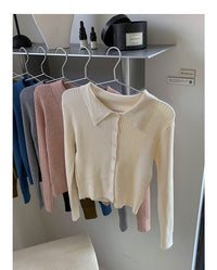 Load image into Gallery viewer, Women Solid Color Muslin&amp;Ribbed Knitwear Cardigan Wholesale 97819310
