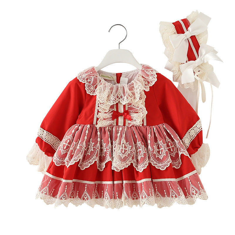 Baby Kid Girls Bow Lace Dressy Birthday Party Spanish Dresses Princess Dresses And Accessories Headwear Wholesale 980210300