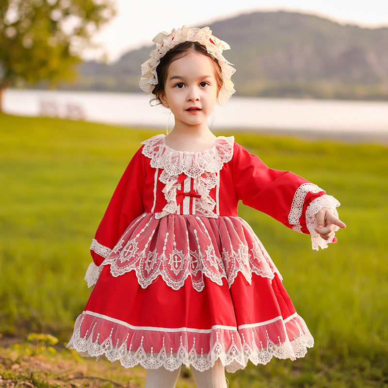 Baby Kid Girls Bow Lace Dressy Birthday Party Spanish Dresses Princess Dresses And Accessories Headwear Wholesale 980210300