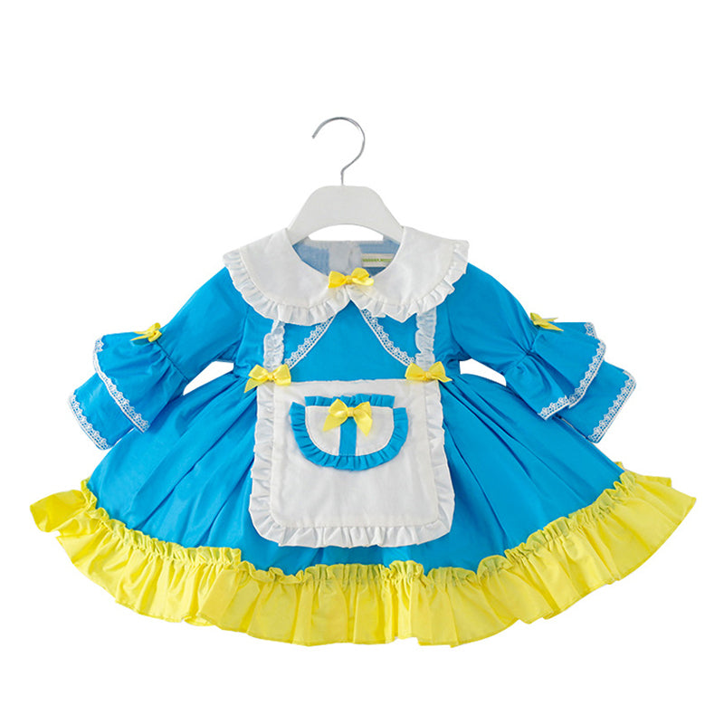 Baby Kid Girls Color-blocking Bow Dressy Birthday Party Spanish Dresses Princess Dresses Wholesale 982610297