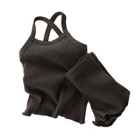 Load image into Gallery viewer, 2 Pieces Set Baby Kid Girls Solid Color Muslin&amp;Ribbed Tank Tops And Shorts Sleepwears Wholesale 996211923
