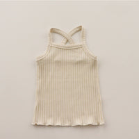 Load image into Gallery viewer, 2 Pieces Set Baby Kid Girls Solid Color Muslin&amp;Ribbed Tank Tops And Shorts Sleepwears Wholesale 996211923
