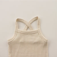 Load image into Gallery viewer, 2 Pieces Set Baby Kid Girls Solid Color Muslin&amp;Ribbed Tank Tops And Shorts Sleepwears Wholesale 996211923
