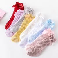 Load image into Gallery viewer, Baby Girls Solid Color Bow Accessories Socks Wholesale 22030245
