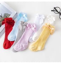 Load image into Gallery viewer, Baby Girls Solid Color Bow Accessories Socks Wholesale 22030245
