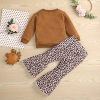 Load image into Gallery viewer, 2 Pieces Set Baby Kid Girls Color-blocking Love heart Tops And Leopard Pants Wholesale 230105168
