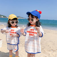 Load image into Gallery viewer, Baby Kid Girls Letters Checked Dresses Wholesale 220328457
