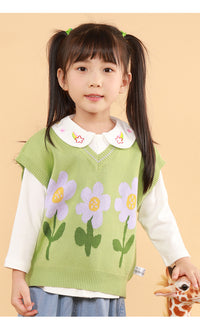 Load image into Gallery viewer, Baby Kid Girls Flower Crochet Vests Waistcoats Knitwear Wholesale 220817199
