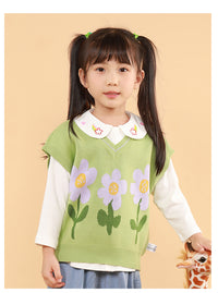 Load image into Gallery viewer, Baby Kid Girls Flower Crochet Vests Waistcoats Knitwear Wholesale 220817199
