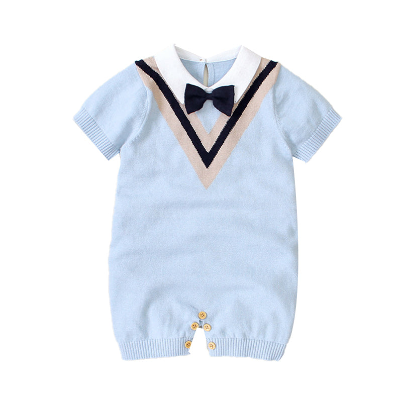 Baby Boys Bow Crochet Rompers Wholesale 21127451