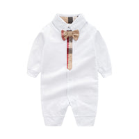 Load image into Gallery viewer, Baby Boy Check Bowtie Polo Jumpsuit Wholesale 96434700
