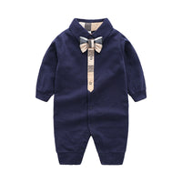 Load image into Gallery viewer, Baby Boy Check Bowtie Polo Jumpsuit Wholesale 96434700
