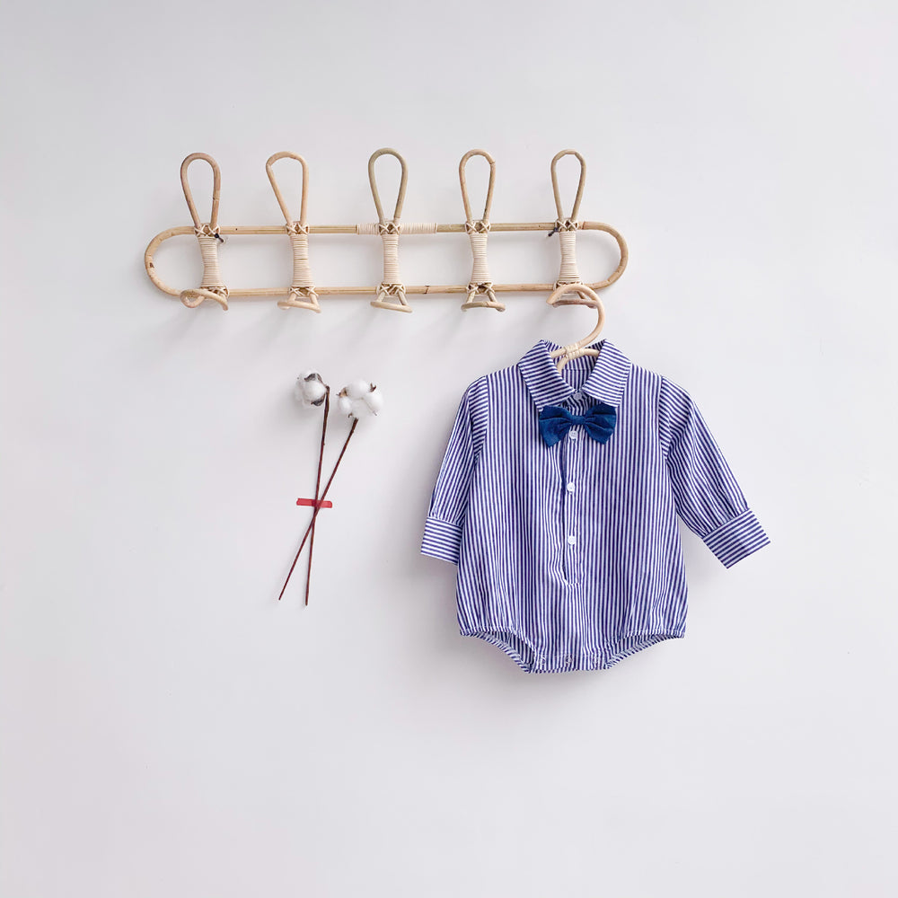 Baby Boy Gentleman Bow Tie Stripe Shirt Bodysuit Wholesale 50585717