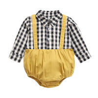 Load image into Gallery viewer, Baby Boy Gentleman Contrast Collar Plaid Bodysuit Wholesale 37557216
