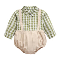 Load image into Gallery viewer, Baby Boy Gentleman Contrast Collar Plaid Bodysuit Wholesale 37557216
