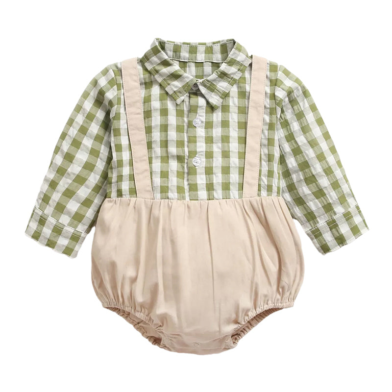 Baby Boy Gentleman Contrast Collar Plaid Bodysuit Wholesale 37557216