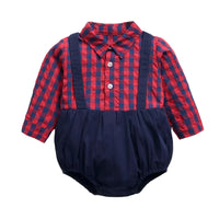 Load image into Gallery viewer, Baby Boy Gentleman Contrast Collar Plaid Bodysuit Wholesale 37557216
