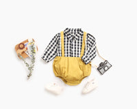 Load image into Gallery viewer, Baby Boy Gentleman Contrast Collar Plaid Bodysuit Wholesale 37557216
