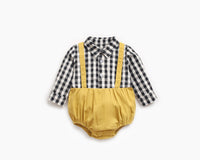 Load image into Gallery viewer, Baby Boy Gentleman Contrast Collar Plaid Bodysuit Wholesale 37557216
