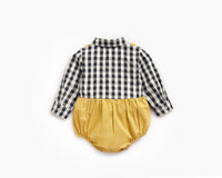 Load image into Gallery viewer, Baby Boy Gentleman Contrast Collar Plaid Bodysuit Wholesale 37557216
