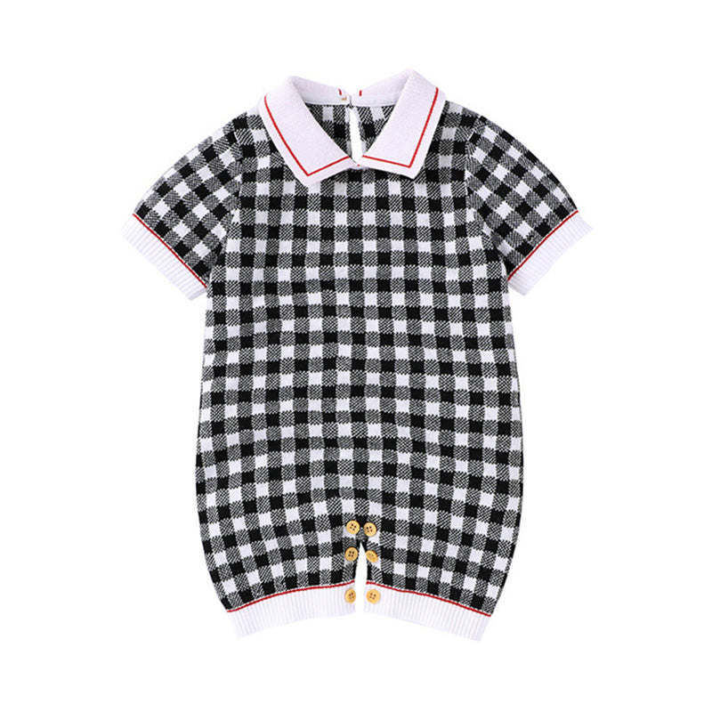 Baby Girls Boys Checked Rompers Wholesale 06877427