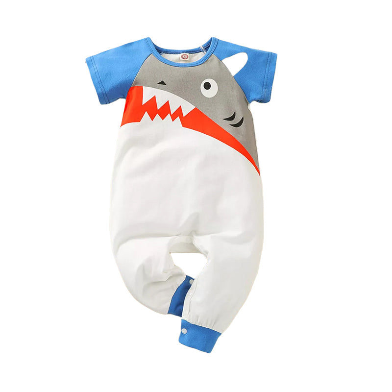 Baby Boy Shark Raglan Sleeve Jumpsuit Wholesale 10102571