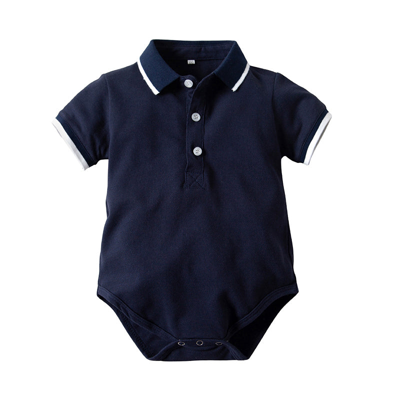 Baby Boy Solid Color Polo Shirt Basic Bodysuit Wholesale 12834497