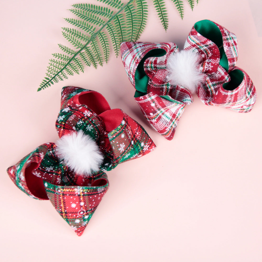 Girls Checked Bow Print Christmas Accessories Wholesale 51086178