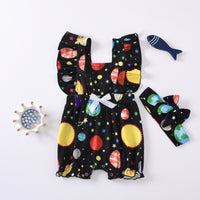 Load image into Gallery viewer, Baby Flutter Sleeve Universe Romper Wholesale 08634807

