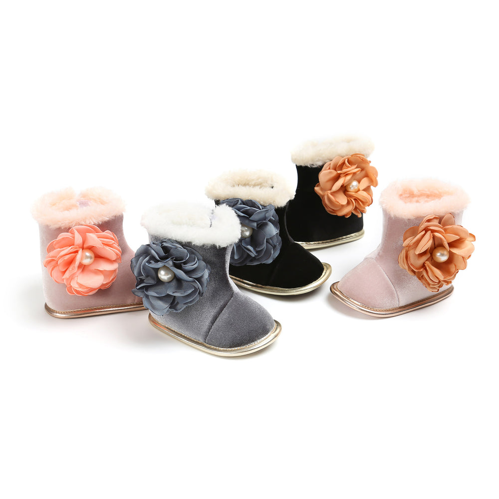 Baby Girl Beaded Flower Boots Wholesale 38854696