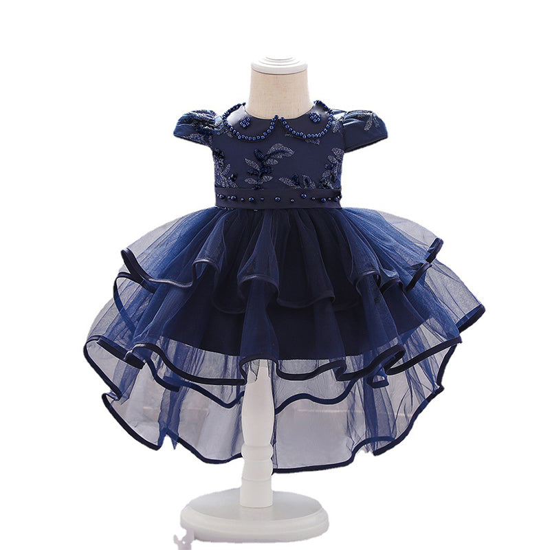 Baby Girls Solid Color Embroidered Birthday Party Princess Dresses Wholesale 47445788