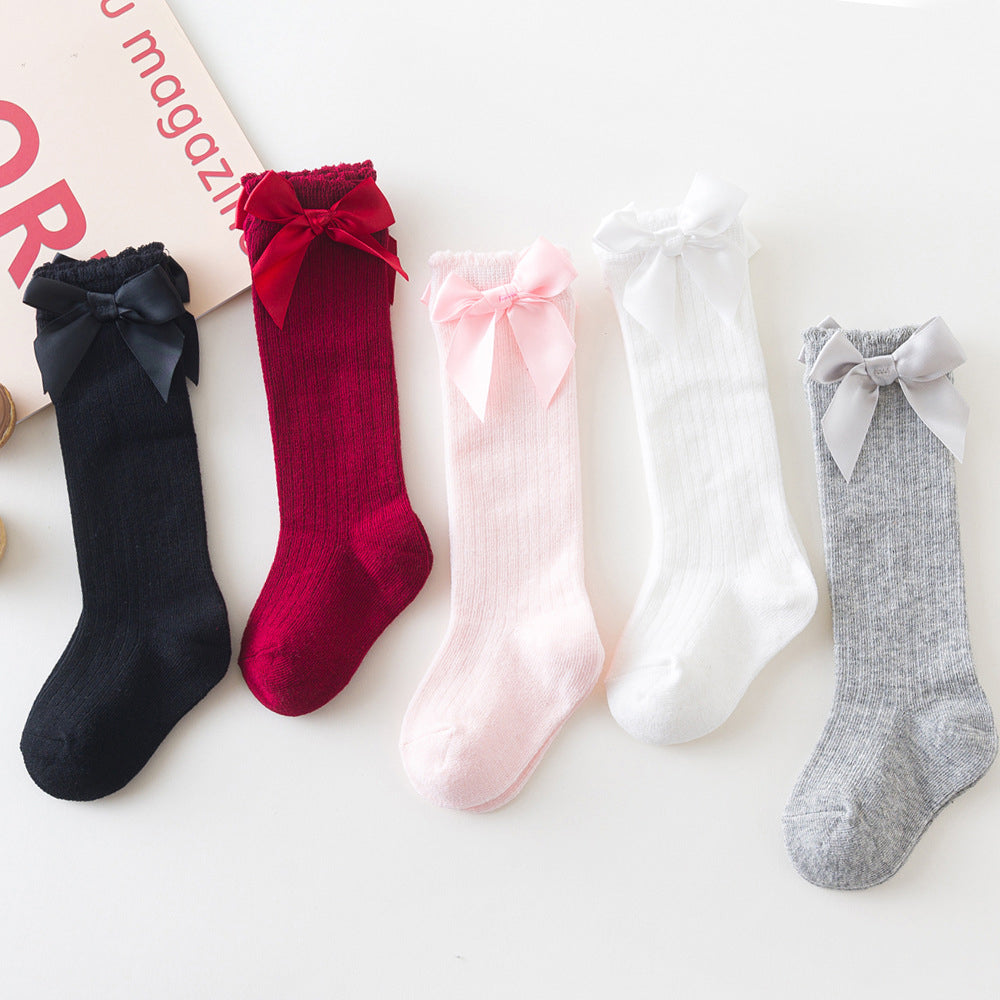 Baby Girl Bowknot Decor Plain Socks Wholesale 00875284