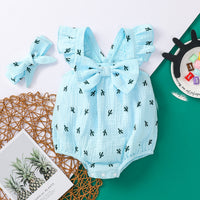 Load image into Gallery viewer, Baby Girl Cactus Print Bodysuit With Headband Wholesale 21452185
