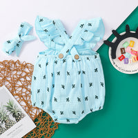 Load image into Gallery viewer, Baby Girl Cactus Print Bodysuit With Headband Wholesale 21452185
