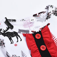 Load image into Gallery viewer, Kid Girl Plaid Flared Sleeve  Xmas Deer Dress 63486526
