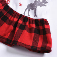 Load image into Gallery viewer, Kid Girl Plaid Flared Sleeve  Xmas Deer Dress 63486526
