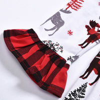 Load image into Gallery viewer, Kid Girl Plaid Flared Sleeve  Xmas Deer Dress 63486526
