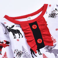 Load image into Gallery viewer, Kid Girl Plaid Flared Sleeve  Xmas Deer Dress 63486526
