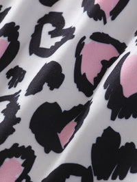 Load image into Gallery viewer, Baby Girl Contrast Collar Flutter Sleeve Bow Leopard Dress  Wholesale 18252566
