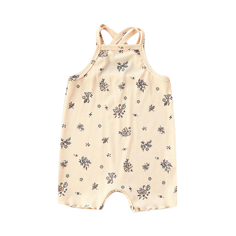 Baby Girl Cross Back Floral Print Cami Romper Wholesale 48871721